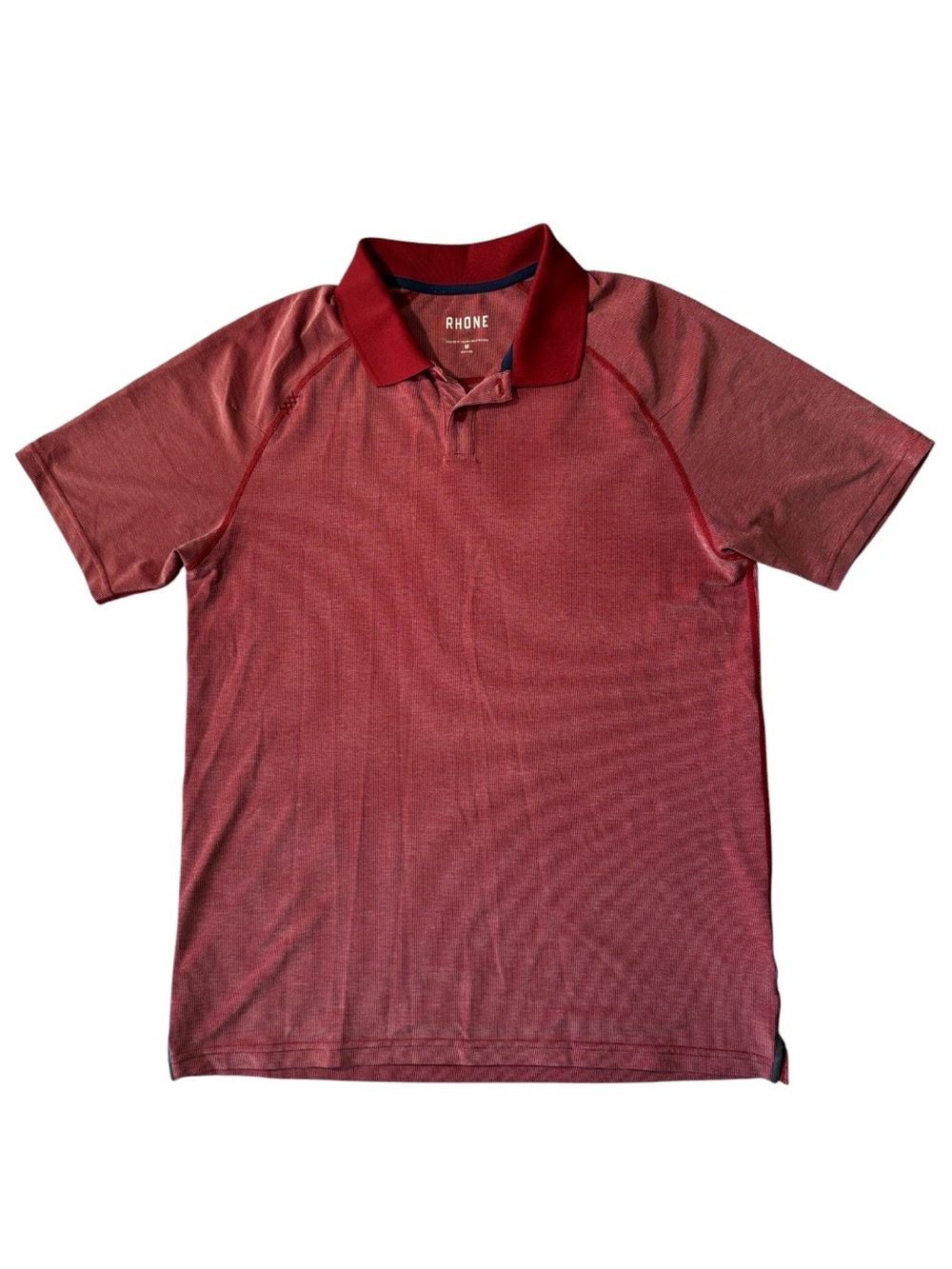 Rhone mens M Medium red micro pattern performance polo shirt EUC